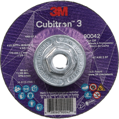 Meule &agrave; tronçonner Cubitron 3, 4-1/2" x 0,09", Arbre de 5/8"-11, Type T27, C&eacute;ramique, 13 300 Tr/min Distribution Élite MP