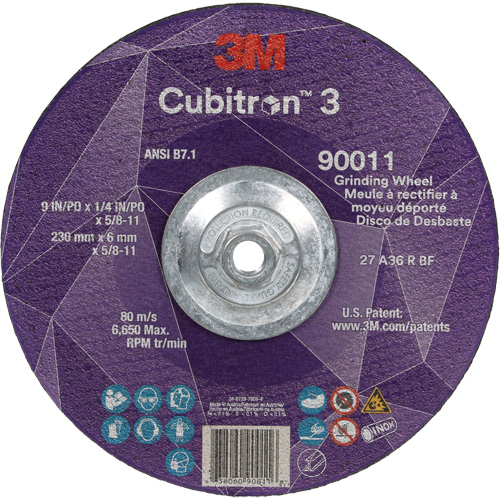 Cubitron 3 meule a moyeu d&eacute;port&eacute;, 9" x 0,25", Arbre 5/8"-11, C&eacute;ramique, Type T27 Distribution Élite MP