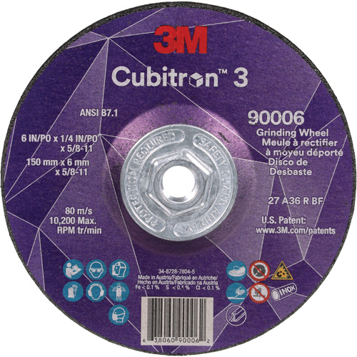 Cubitron 3 meule a moyeu d&eacute;port&eacute;, 6" x 0,25", Arbre 5/8"-11, C&eacute;ramique, Type T27 Distribution Élite MP