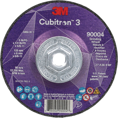 Cubitron 3 meule a moyeu d&eacute;port&eacute;, 5" x 0,25", Arbre 5/8"-11, C&eacute;ramique, Type T27 Distribution Élite MP