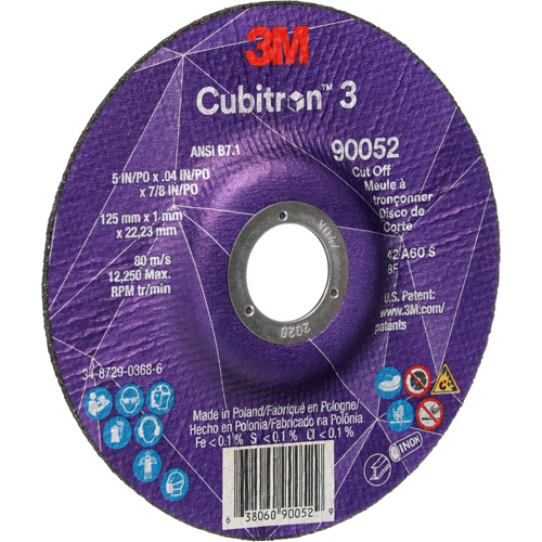 Cubitron 3 Cut-Off Wheel, 5" x 0.04", 7/8" Arbor, Type 27, Ceramic, 60 RPM Distribution Élite MP