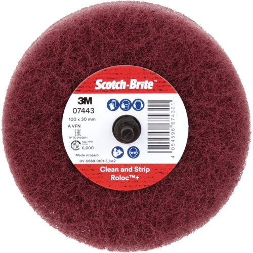 Roue de ponçage &agrave; usage g&eacute;n&eacute;ral Scotch-Brite Roloc Plus, 4" dia. Distribution Élite MP