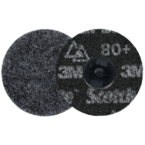 Meule robuste pour le conditionnement de pr&eacute;cision des surfaces Scotch-Brite Roloc, HD-DR, 3" dia., Grain 80+, C&eacute;ramique Distribution Élite MP