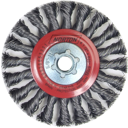 Full Cable Twist Wire Wheel, 4" Dia., 0.02" Fill, 5/8"-11 Arbor, Steel Distribution Élite MP