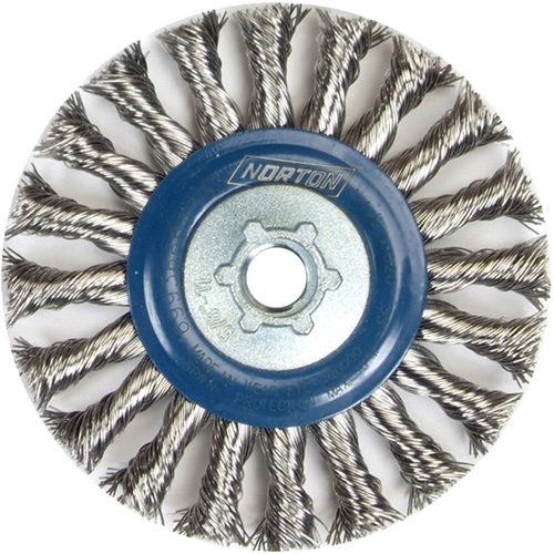 Full Cable Twist Wire Wheel, 4" Dia., 0.02" Fill, 5/8"-11 Arbor, Stainless Steel Distribution Élite MP