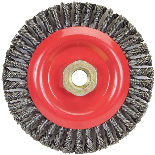 Stringer Bead Knot Wire Brush For Angle Grinders, 5" Dia., 0.02" Fill, 5/8"-11 Arbor, Steel Distribution Élite MP