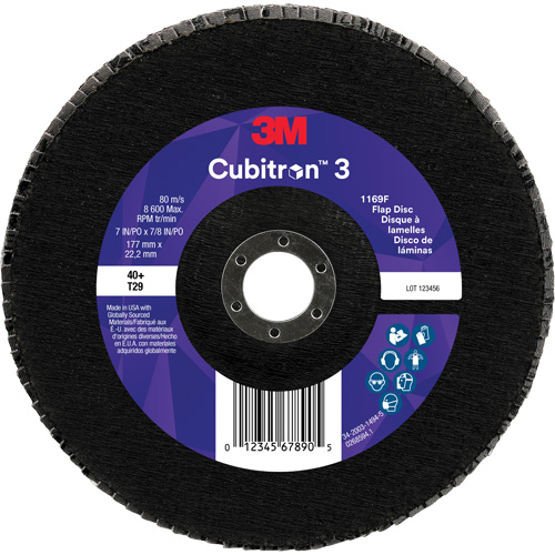 Disque &agrave; lamelles conique 1169F Cubitron 3, 7" x 7/8", Type T29, Grain 40+, C&eacute;ramique Distribution Élite MP