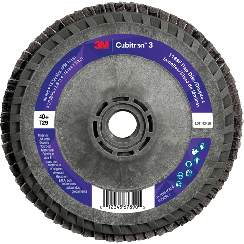 Disque &agrave; lamelles conique 1169F Cubitron 3 &agrave; changement rapide, 4-1/2" x 5/8"-11, Type T29, Grain 40+, C&eacute;ramique Distribution Élite MP