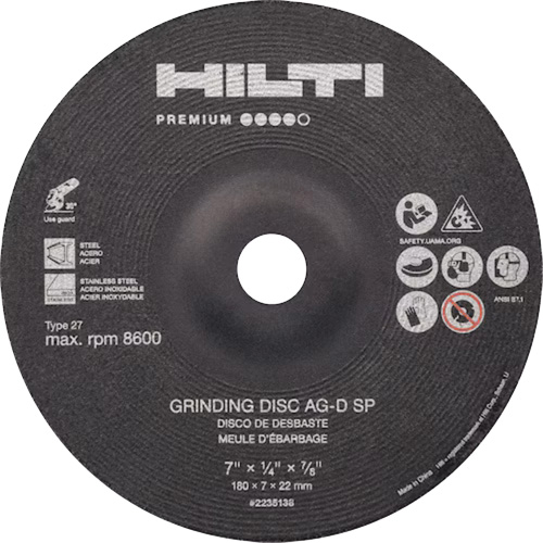 Meules de premi&egrave;re qualit&eacute; AG-D SP, 5" x 1/4", Arbre 7/8", Zirconium, Type 27 Distribution Élite MP