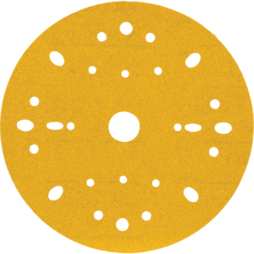 Hookit Gold Abrasive Disc, 6" Dia., 180 Grit, Aluminum Oxide, C-Weight Distribution Élite MP