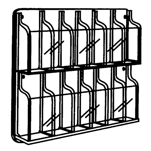 Literature Displays, Wall Mount, 9 Slots, Plastic, 30" W x 2" D x 36-7/8" H Distribution Élite MP