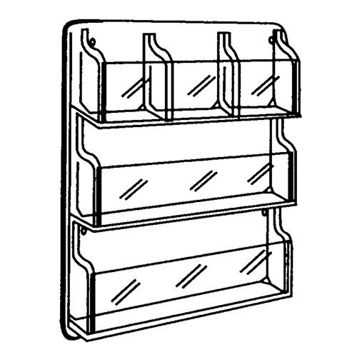 Literature Displays, Wall Mount, 9 Slots, Plastic, 30" W x 2" D x 36-7/8" H Distribution Élite MP