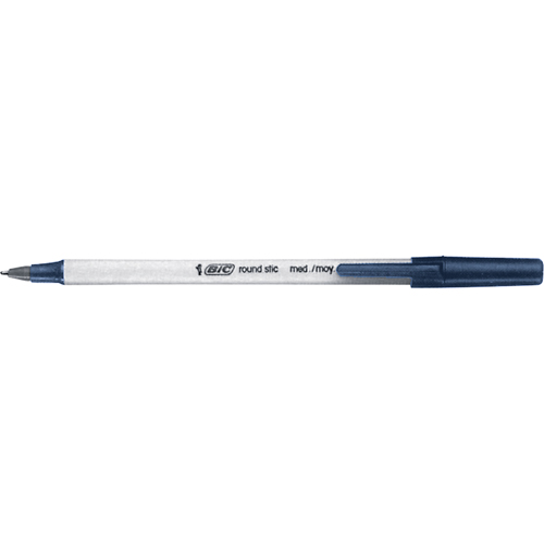 Bic&reg; Round Stic Ball Point Pen, Blue, 0.8 mm Distribution Élite MP