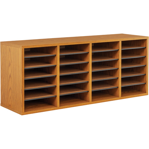 Casier &agrave; compartiments r&eacute;glable pour documentation, Stationnaire, 24 fentes, Bois, 39-1/4" la x 11-3/4" p x 16-1/4" h Distribution Élite MP