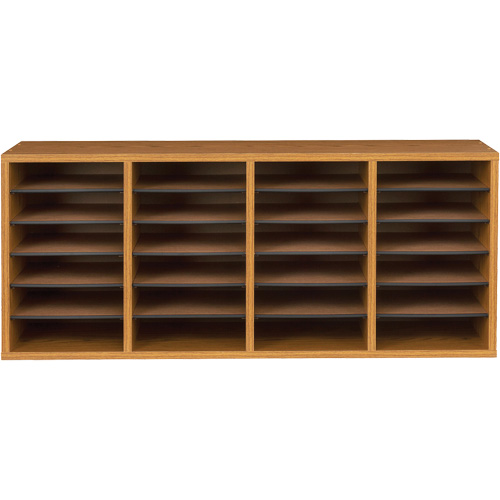 Casier &agrave; compartiments r&eacute;glable pour documentation, Stationnaire, 24 fentes, Bois, 39-1/4" la x 11-3/4" p x 16-1/4" h Distribution Élite MP