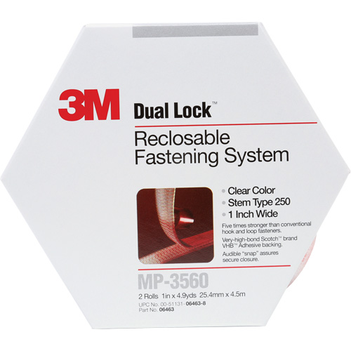Attache refermable Dual Lock, Auto-appariement, 5 vg x 1", Adh&eacute;sif, Transparent Distribution Élite MP