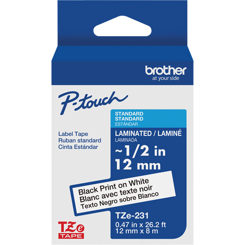 Cartouches de ruban Tze, 12 mm x 26-1/4', Noir sur blanc Distribution Élite MP