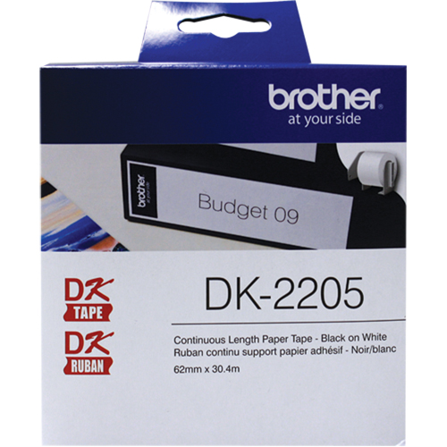 Ruban d'&eacute;tiquettes &agrave; longueur continue de s&eacute;rie DK, Papier, Noir sur blanc, Largeur de 2-1/2" Distribution Élite MP