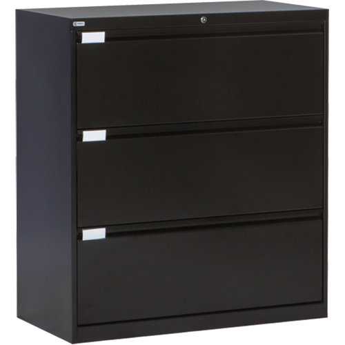 Classeur lat&eacute;ral, Acier, 3 tiroirs, 36" la x 18" p x 40-1/16" h, Noir Distribution Élite MP