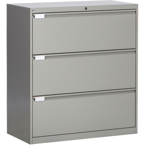 Classeur lat&eacute;ral, Acier, 3 tiroirs, 36" la x 18" p x 40-1/16" h, Gris Distribution Élite MP