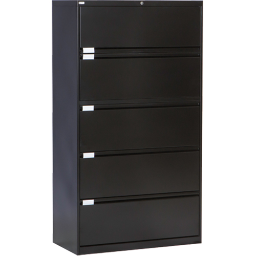 Classeur lat&eacute;ral, Acier, 5 tiroirs, 36" la x 18" p x 65-1/2" h, Noir Distribution Élite MP
