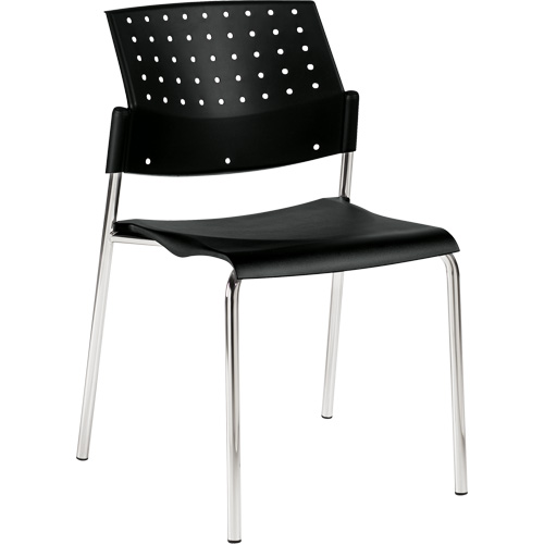 Chaise sans accoudoirs empilables, Plastique, Hauteur 33", Capacit&eacute; 300 lb, Noir Distribution Élite MP