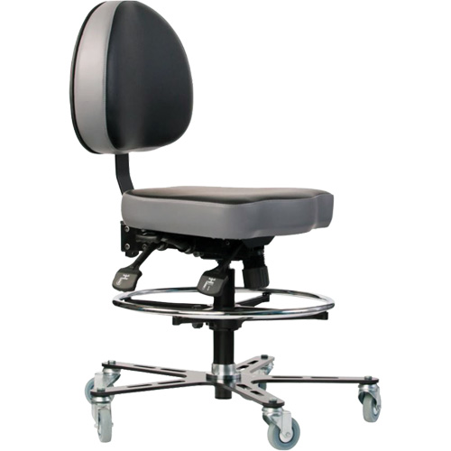 Chaise ergonomique TF 180, Mobile, Vinyle Si&egrave;ge, Noir Distribution Élite MP