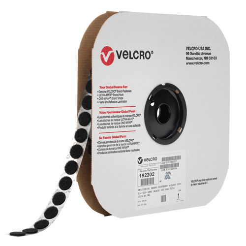 Velcoin&reg; Fastener, Hook, 3/4" Dia., Adhesive, Black Distribution Élite MP