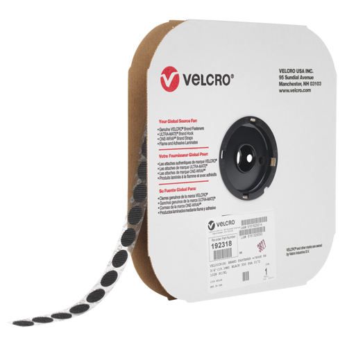 Velcoin&reg; Fastener, Loop, 3/4" Dia., Adhesive, Black Distribution Élite MP