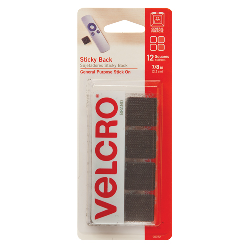 Fastener Squares, Hook & Loop, 7/8" Dia., Adhesive, Black Distribution Élite MP