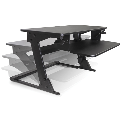 Poste de travail assis-debout Goya, Mod&egrave;le de bureau, 21" h x 35-2/5" la x 24" p, Noir Distribution Élite MP