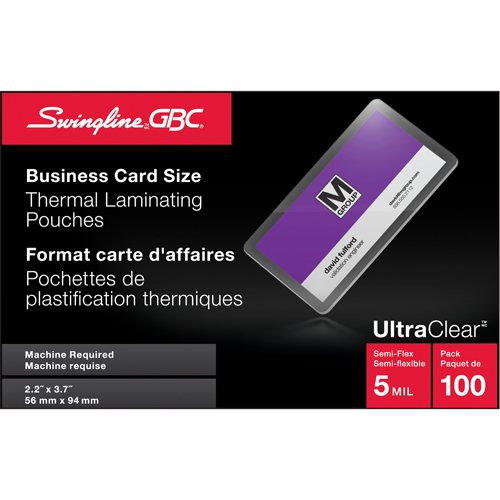 Swingline UltraClear Laminating Business Card Pouches Distribution Élite MP