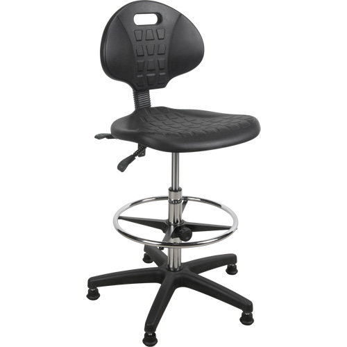 Heavy-Duty Ergonomic Stool, Stationary, Adjustable, 39” - 48”, Polyurethane Seat, Black Distribution Élite MP