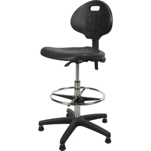 Heavy-Duty Ergonomic Stool, Stationary, Adjustable, 39” - 48”, Polyurethane Seat, Black Distribution Élite MP