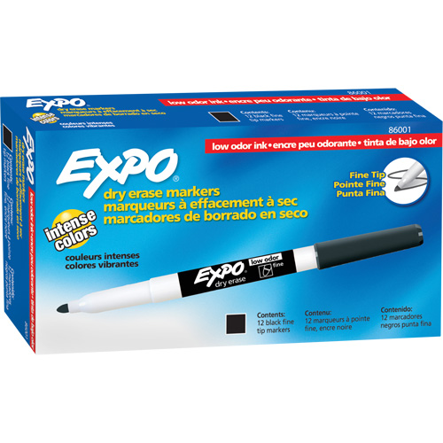 Low Odour Dry Erase Whiteboard Marker, Black, Fine Tip Distribution Élite MP