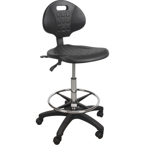 Heavy-Duty Ergonomic Stool, Mobile, Adjustable, 39" - 48", Polyurethane Seat, Black Distribution Élite MP