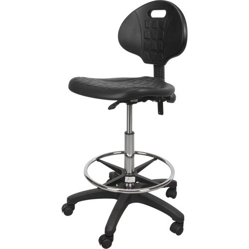Heavy-Duty Ergonomic Stool, Mobile, Adjustable, 39" - 48", Polyurethane Seat, Black Distribution Élite MP