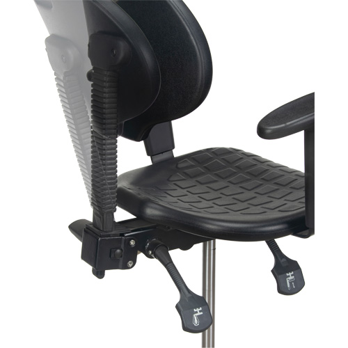 Tabouret ergonomique robuste avec accoudoirs r&eacute;glables, Stationnaire, Ajustable, 39" - 48", Polyur&eacute;thane Si&egrave;ge, Noir Distribution Élite MP