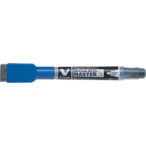 Marqueur effaçable &agrave; sec Vboard Master S avec efface, Bleu, Pointe Fin Distribution Élite MP