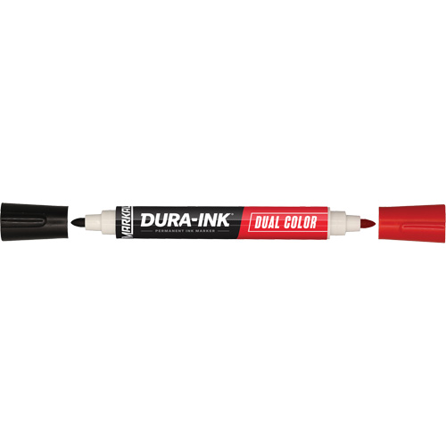 Marqueur &agrave; encre permanente et double couleur Markal Dura-Ink, Noir/Rouge, Pointe Ronde Distribution Élite MP