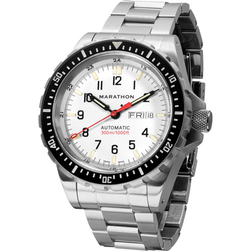 Tr&egrave;s grande montre automatique &eacute;dition arctique avec jour/date avec bracelet en acier inoxydable, Num&eacute;rique, &agrave; piles, 46 mm, Argent Distribution Élite MP