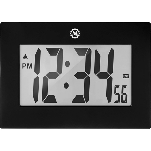 Horloge &agrave; grand cadre, Num&eacute;rique, &agrave; piles, 9" la x 1" p x 6,5" h, Noir Distribution Élite MP