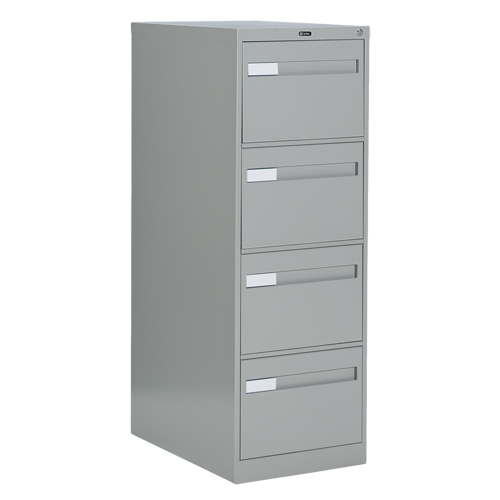Vertical Filing Cabinet with Recessed Drawer Handles, 4 Drawers, 18.15" W x 26.56" D x 52" H, Grey Distribution Élite MP