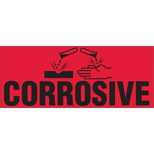 "Corrosive" Special Handling Labels, 5" L x 2" W, Black on Red Distribution Élite MP