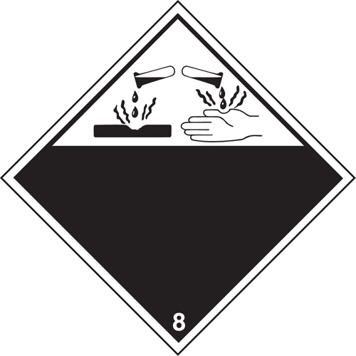 TDG Shipping Labels, Class 8, Corrosives, Vinyl Distribution Élite MP