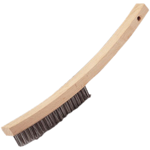 Brosse &agrave; main &agrave; r&eacute;curer &agrave; manche courb&eacute;, Acier inoxydable, 4 x 20 rangs de fils, Longueur 17" Distribution Élite MP