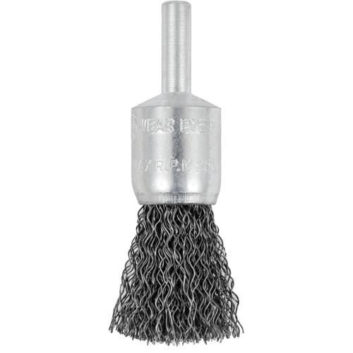 Brosse &agrave; fils cr&ecirc;p&eacute;s mont&eacute;e sur mandrin E050-12, 1/2", Fils 0,012", Tige 1/4" Distribution Élite MP