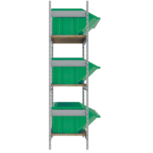 Wide Span Shelving with Jumbo Plastic Bins, Steel, Boltless, Starter, 66" W x 60" H x 18" D Distribution Élite MP