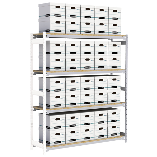 &eacute;tag&egrave;re-classeur de grande largeur, Acier, 4 Tablettes, 72" la x 18" p x 84" h, Ensemble Ajout Distribution Élite MP
