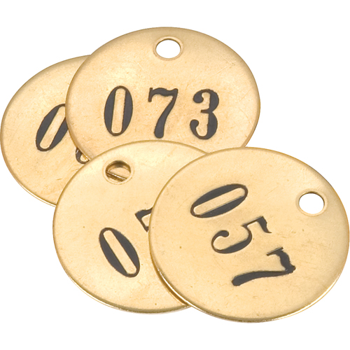 &eacute;tiquettes num&eacute;rot&eacute;es, # 051 - 075, Laiton, 1,5" dia. Distribution Élite MP